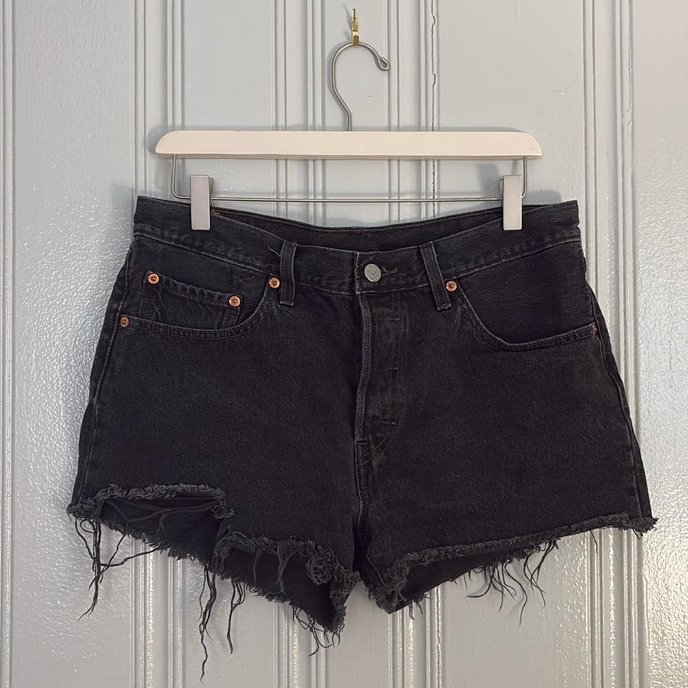 Levi 501 Black Denim Shorts
